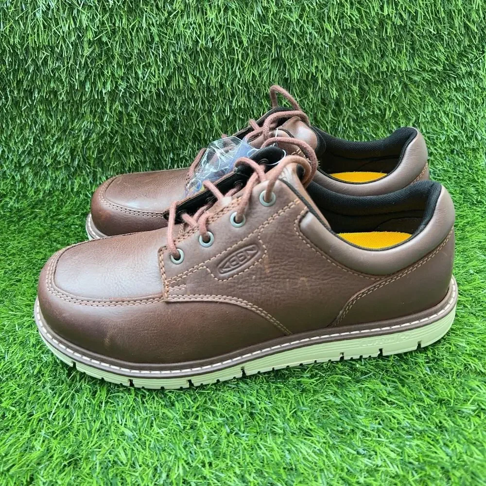 KEEN Utility San Jose Oxford Soft Toe Shoes Mens 10.5 Brown Leather Work Comfort